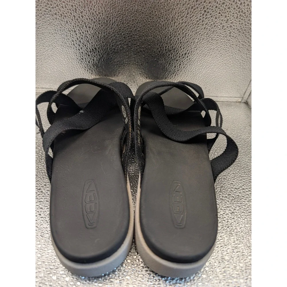 Keen Damaya Lattice Sandals Womens 9.5 Black Grey Strappy Slide 1022634